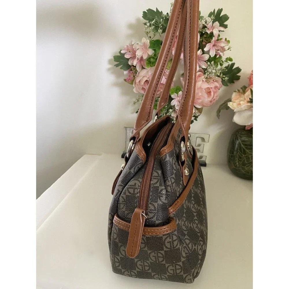 Giani Bernini Women’s Handbag Signature Satchel Jacquard Fabric Trim Vintage EUC